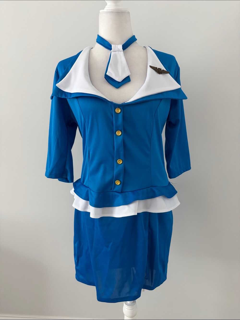 California Costumes Blue and White Flight Attendant Dress